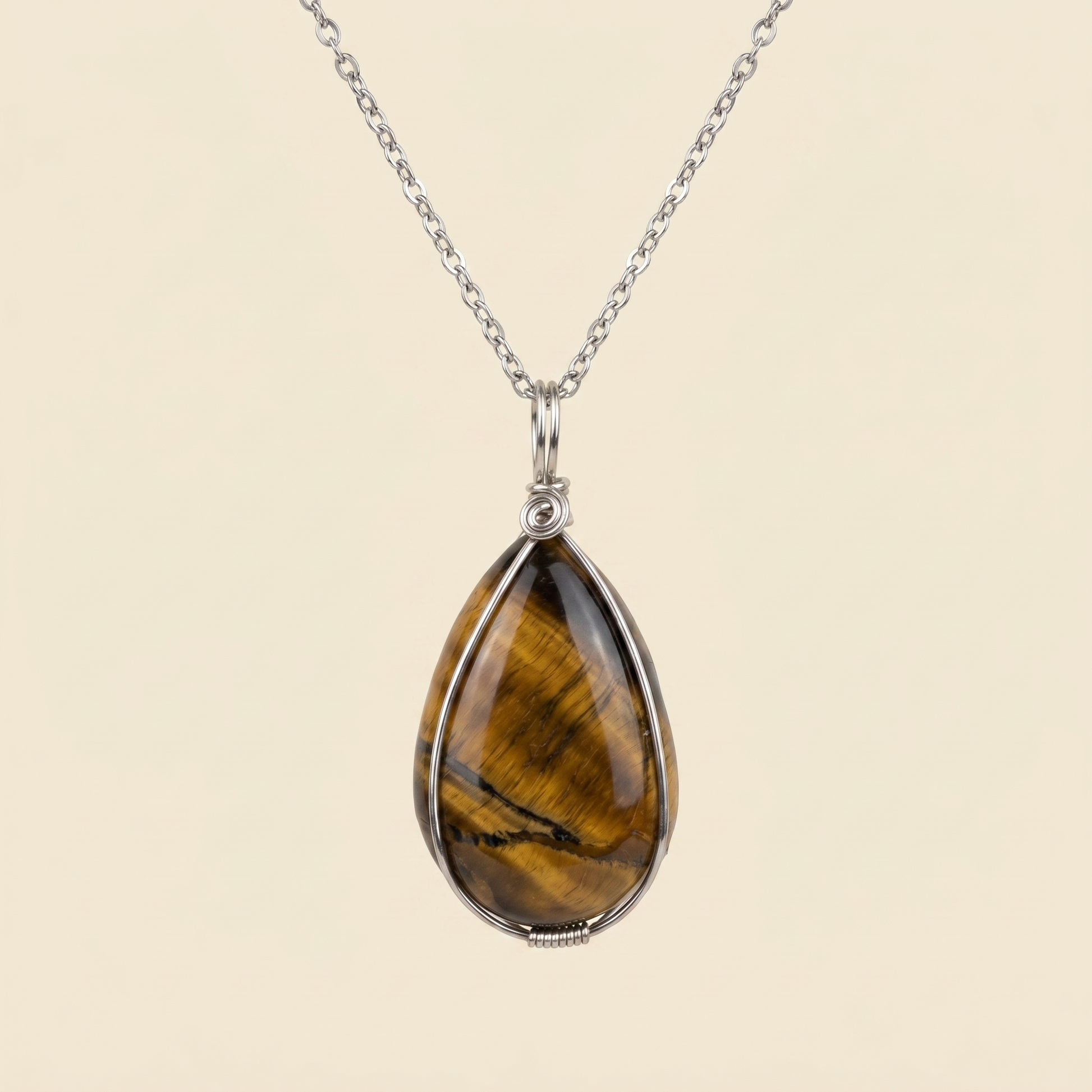 #25 One Piece – Tiger’s Eye Necklace Silver