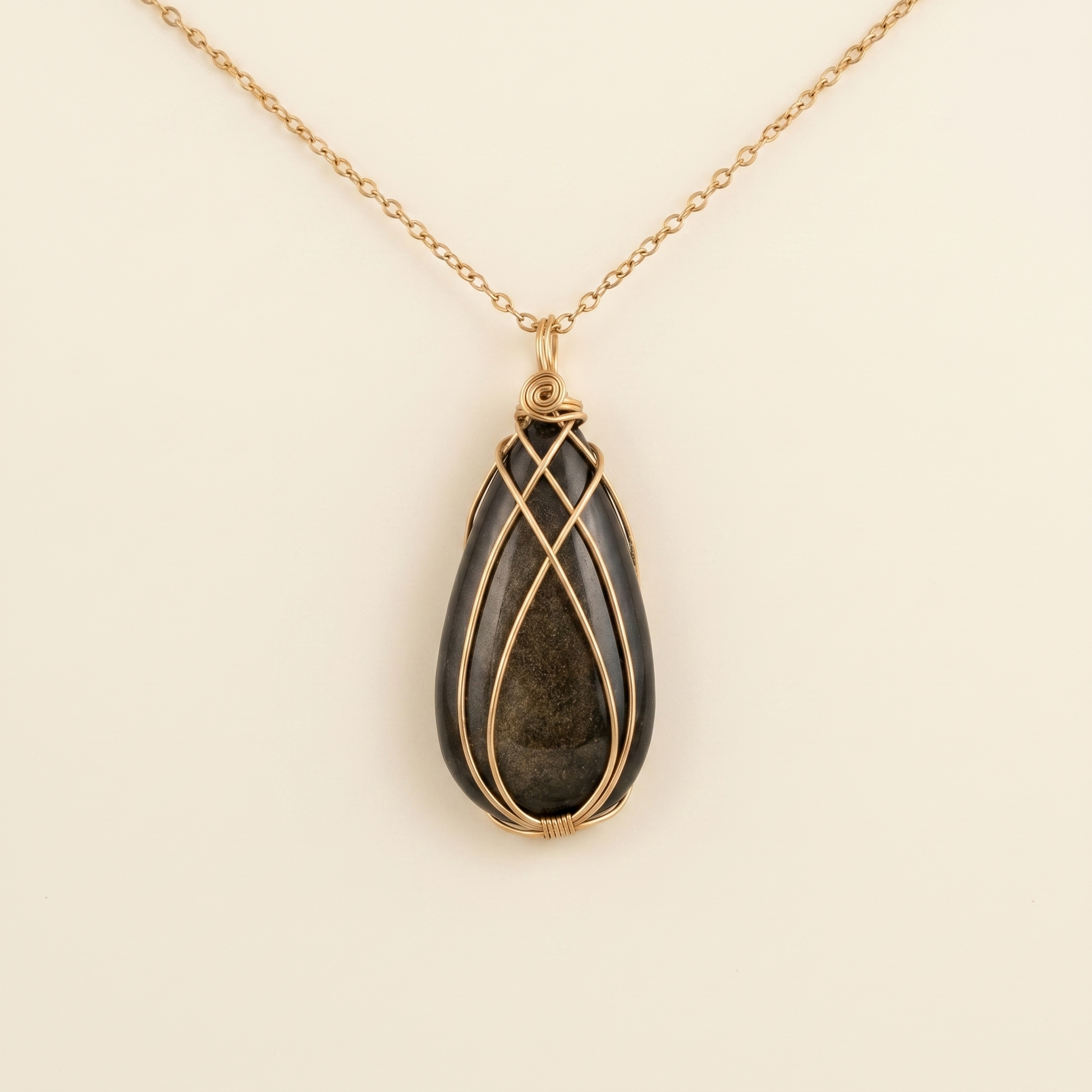 #22 One Piece – Gold Sheen Obsidian Necklace Gold
