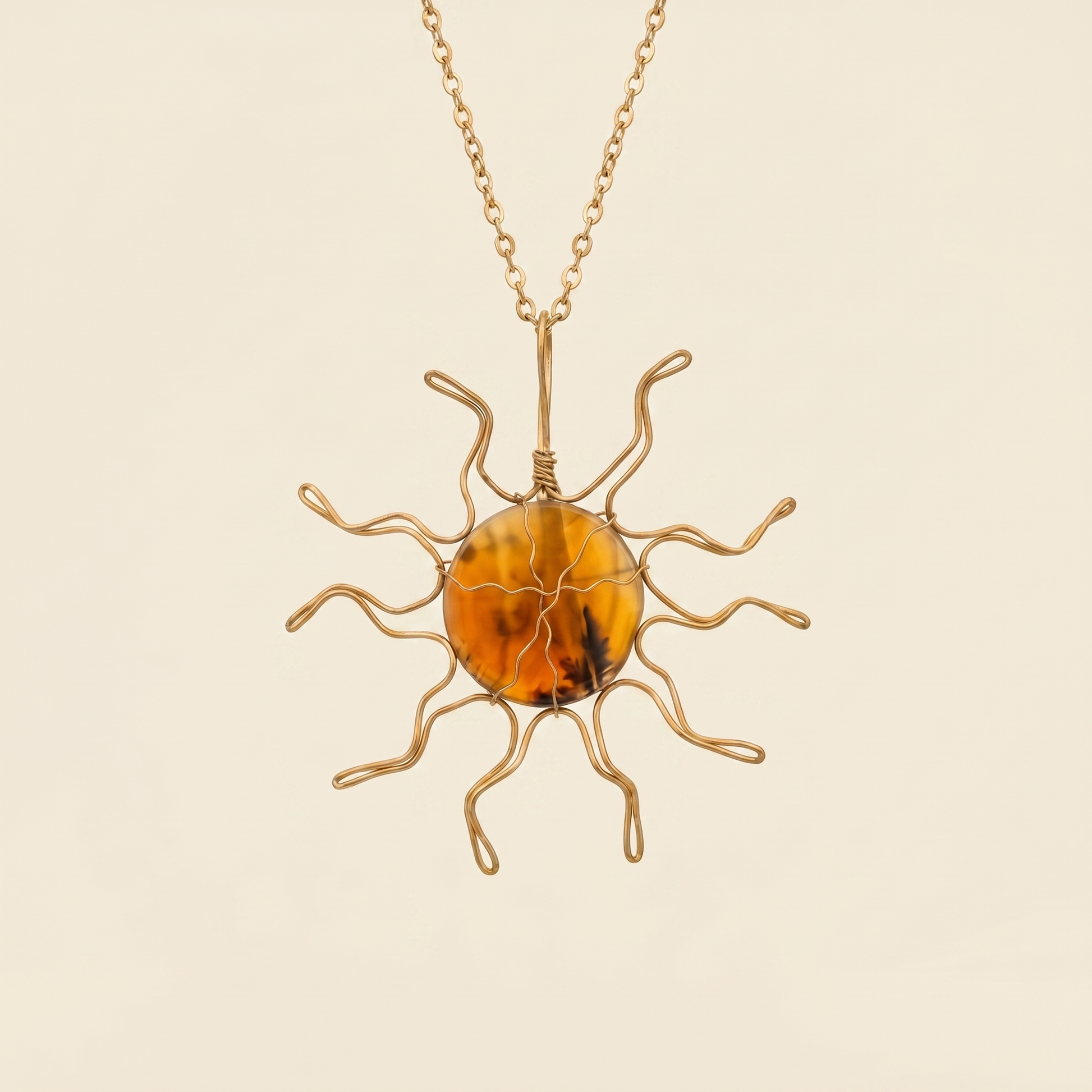 #32 One Piece – Jasper Sun Necklace Gold